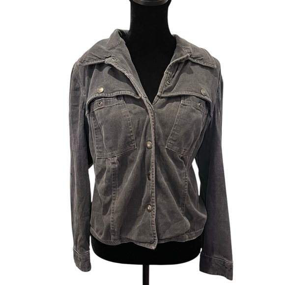 Y2K Renfrew Dark Gray Denim Jean Jacket grunge indie sleaze emo whimsigoth biker - Picture 1 of 9